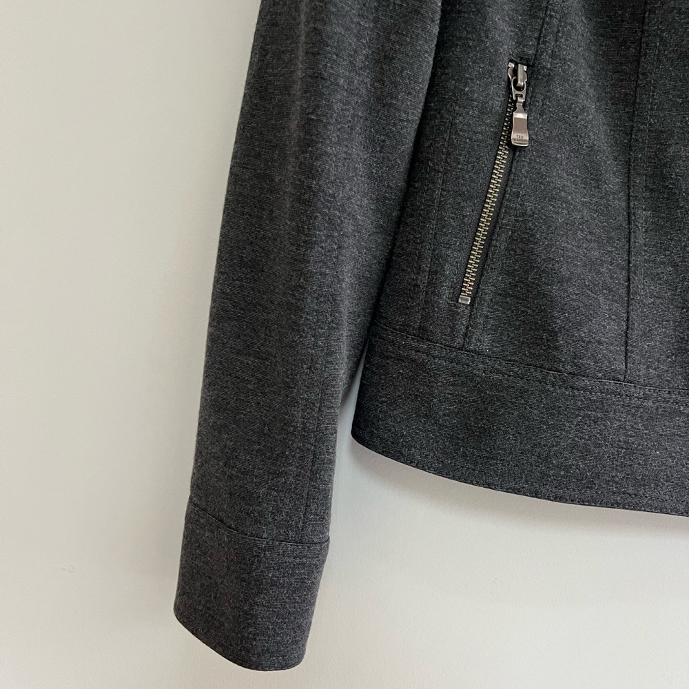 Ted Baker Double Zipper Moto Jacket in Dark Charcoal Grey, size 2 - Picture 6 of 12